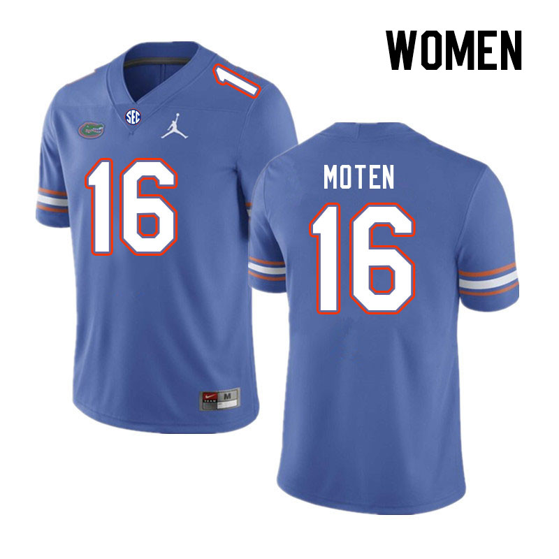 Women #16 R.J. Moten Florida Gators College Football Jerseys Stitched Sale-Royal - Click Image to Close